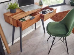 Konsolentisch 90 x 78 cm Akazie braun grau