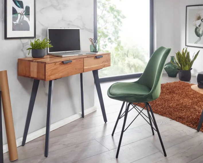 Konsolentisch 90 x 78 cm Akazie braun grau