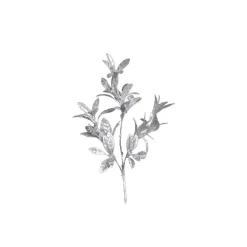 Kunstblume Dekozweig Silberfarbig Höhe 67cm,