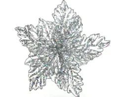 Kunstblume Weihnachtsstern POINSETTA silberfarbig