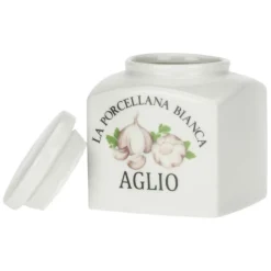 LA PORCELLANA BIANCA Aufbewahrungsdose CONSERVA Aglio 10,5 cm Porzellan weiß