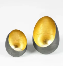 LAMBERT Windlicht CASATI 20 cm goldfarbig /grau