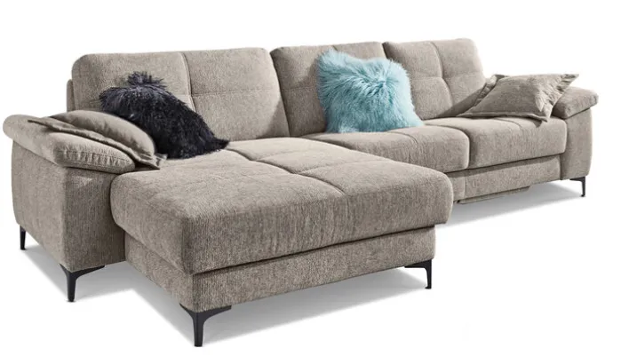 LASCONDO Ecksofa ROMINA 162 x 296 cm Famous stone