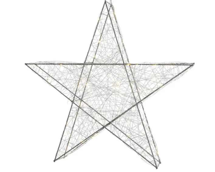 LED Weihnachtsstern 20 cm silberfarbig