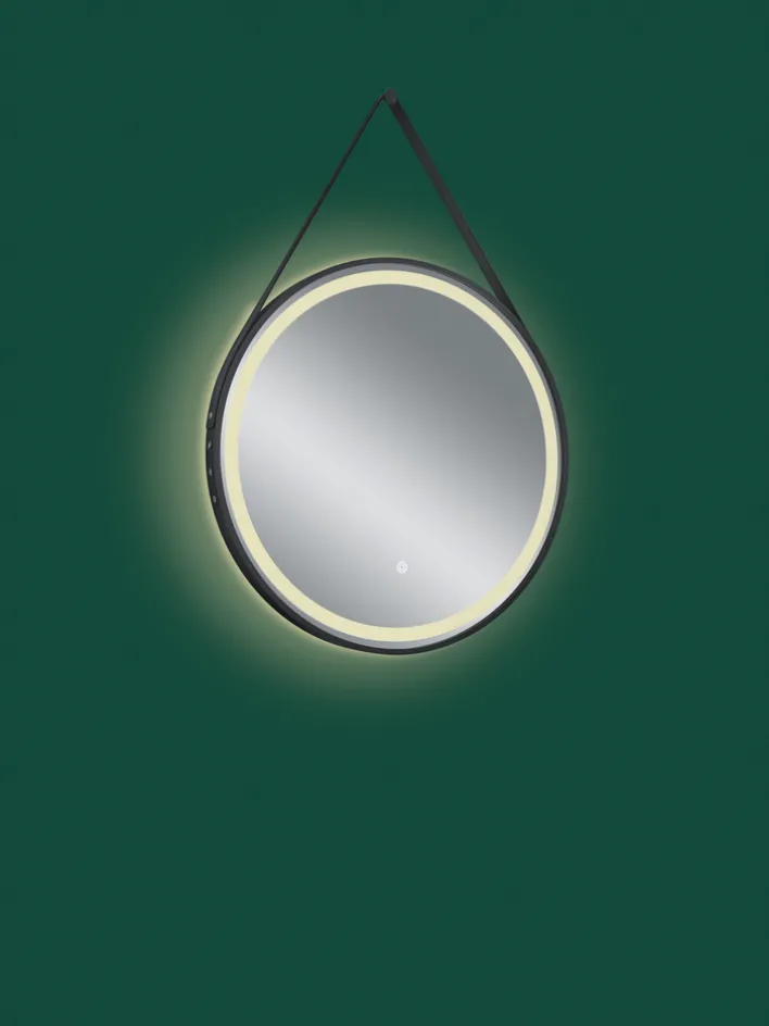 LED-Spiegel FINCHEN Ø 60 cm Spiegelglas/schwarz