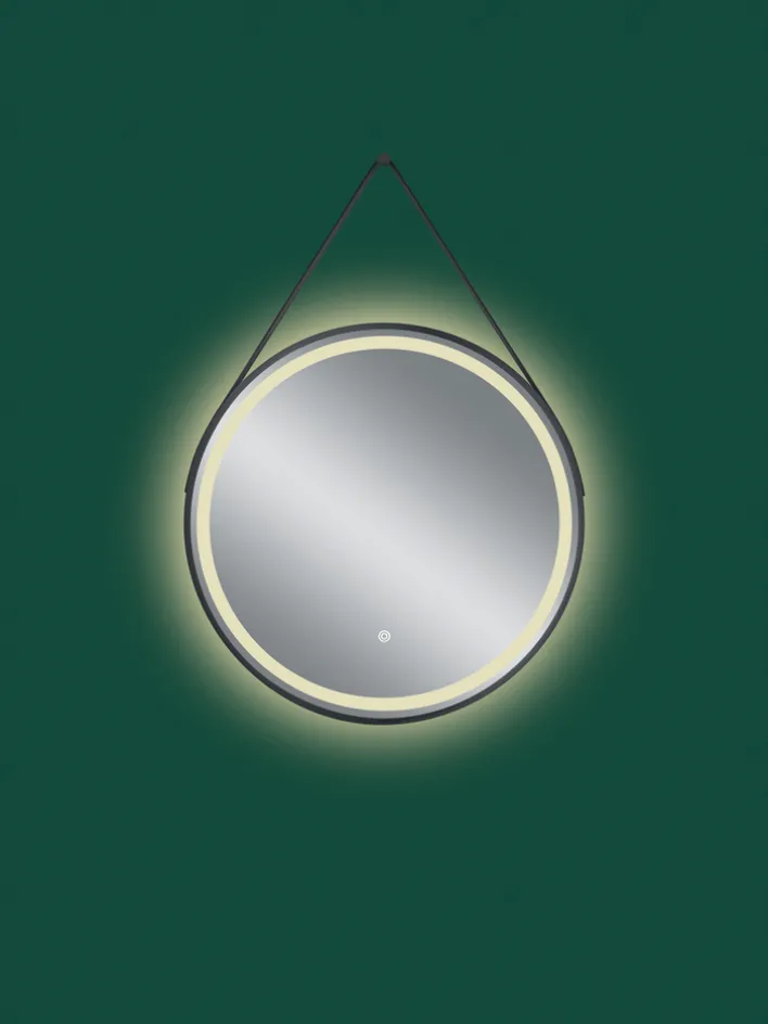 LED-Spiegel FINCHEN Ø 60 cm Spiegelglas/schwarz