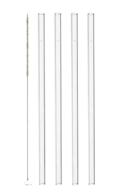 LEONARDO Glastrinkhalme 5-teilig klar