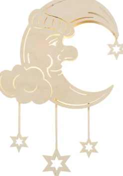 Lichtobjekt TRÄUMENDER MOND Holz 44 x 27,5 x 4 cm Mehrfarbig