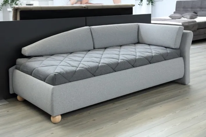 Liege LINDSAY 223 x 102 x 80 cm Taschenfederkern Hellgrau