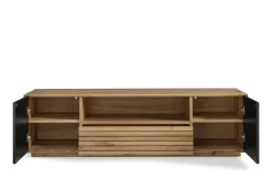 Lowboard 158 x 44 cm Eiche massiv/Glas satinato