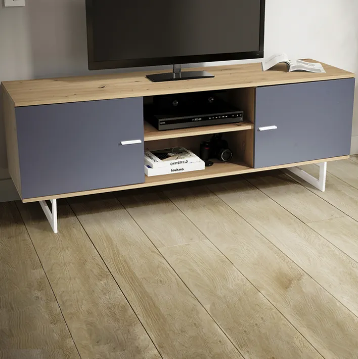 Lowboard 150 x 55 cm Eiche-Dekor/Grau