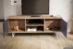 Lowboard 150 x 55 cm Eiche-Dekor/Grau