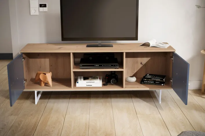 Lowboard 150 x 55 cm Eiche-Dekor/Grau