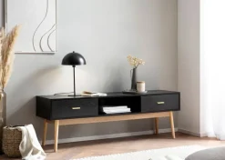 Lowboard 150 x 50 cm Schwarz/Braun