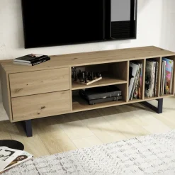 Lowboard 150 x 55 x 40 cm Eiche-Dekor/schwarz