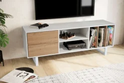 Lowboard 150 x 55 x 40 cm Weiß/Eiche-Dekor