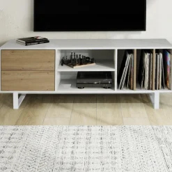 Lowboard 150 x 55 x 40 cm Weiß/Eiche-Dekor