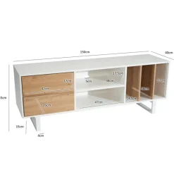 Lowboard 150 x 55 x 40 cm Weiß/Eiche-Dekor