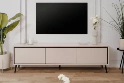 Lowboard ARONA 175 x 50 cm sandfarben/schwarz