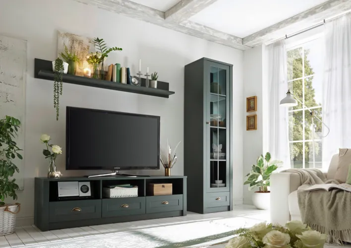 Lowboard ASCOT 158 x 47 cm grün/goldfarbig