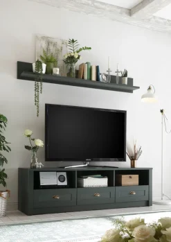 Lowboard ASCOT 158 x 47 cm grün/goldfarbig