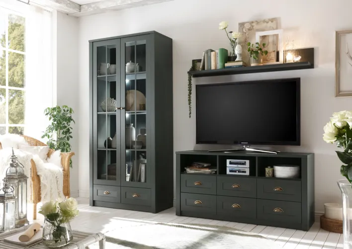 Lowboard ASCOT 130 x 67 cm grün/goldfarbig