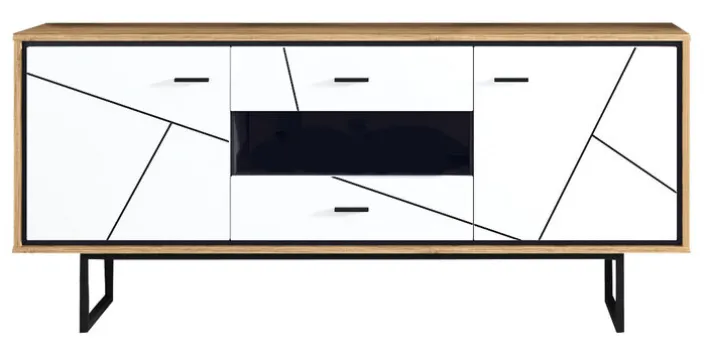 Lowboard BROLO 167 x 74,3 cm weiß/ schwarz