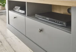 Lowboard CHAMBORD 132 x 48 cm hellgrau/braun