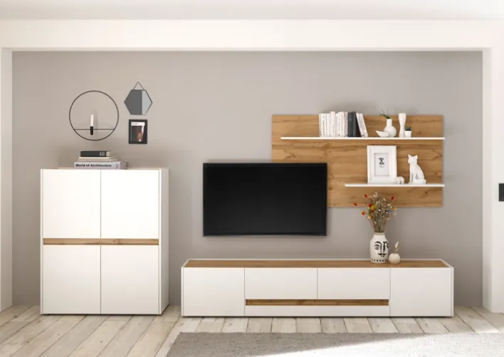 Lowboard CITY 223 x 42 cm weiß/braun