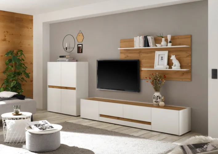 Lowboard CITY 223 x 42 cm weiß/braun