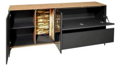 Lowboard COMO 207x65 cm Anthrazit matt Lack/Asteiche-Dekor