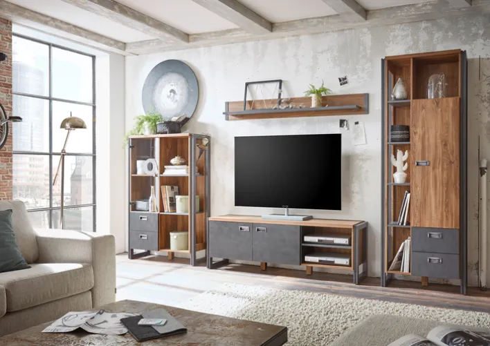 Lowboard DETROIT 156 x 53 cm braun/anthrazit