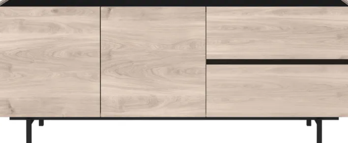 Lowboard EMMA 162 x 63 cm Castello-Eiche-Dekor beige/schwarz