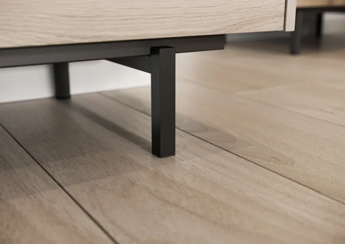 Lowboard EMMA 162 x 63 cm Castello-Eiche-Dekor beige/schwarz