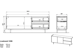Lowboard EMMA 162 x 63 cm Castello-Eiche-Dekor beige/schwarz