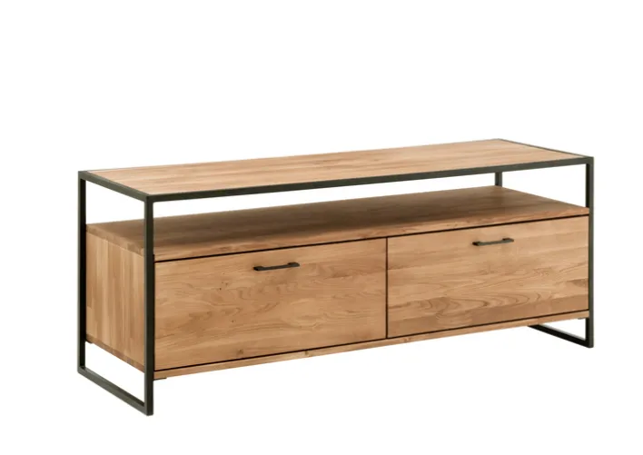 Lowboard FRAME 155 x 60 cm Eiche massiv natur geölt/schwarz