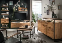 Lowboard FRAME 155 x 60 cm Eiche massiv natur geölt/schwarz