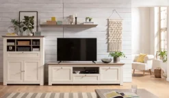 Lowboard ISADORA 210 x 60 cm weiß/ braun