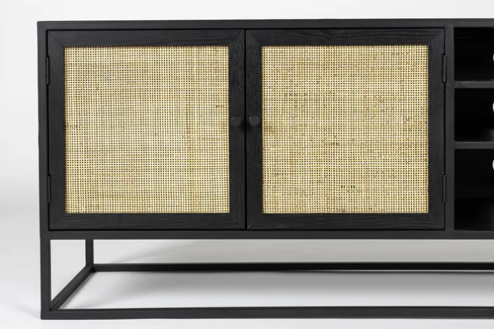 Lowboard JOANNA 150 x 55 cm Rattangeflecht/schwarz