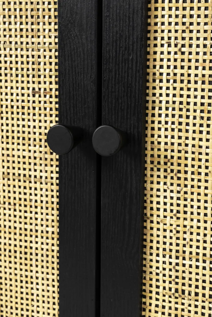 Lowboard JOANNA 150 x 55 cm Rattangeflecht/schwarz