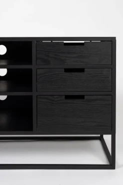 Lowboard JOANNA 150 x 55 cm Rattangeflecht/schwarz