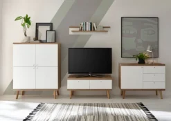 Lowboard LENA_MERLE 160 cm Eiche Riviera NB/ weiß matt