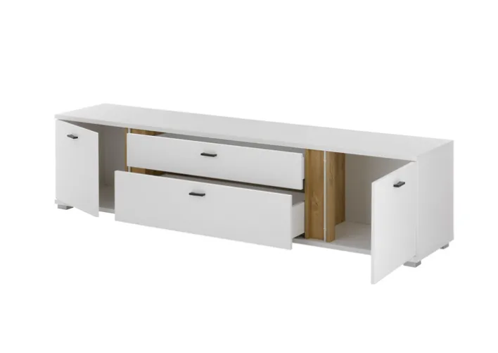 Lowboard LONG ISLAND 200 cm weiß/ Wotan Eiche