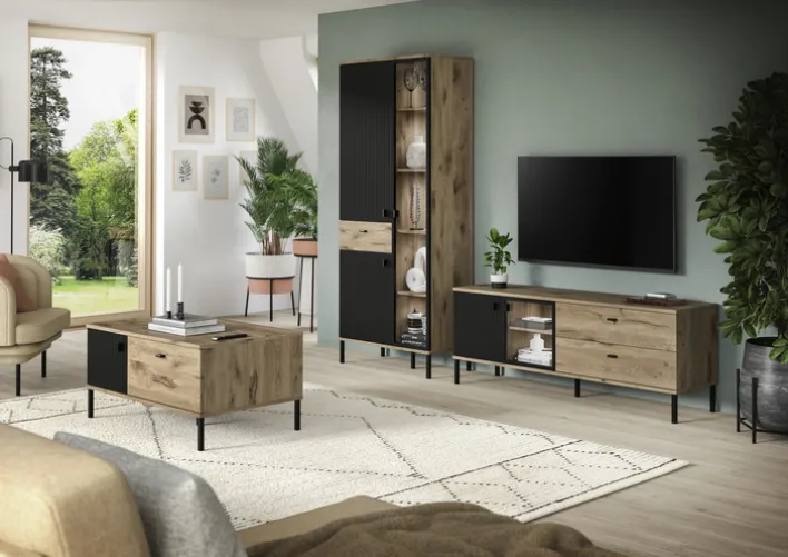 Lowboard Lou 154 x 41 x 57 cm Nox Oak Nachbildung Braun/Schwarz