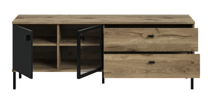 Lowboard Lou 154 x 41 x 57 cm Nox Oak Nachbildung Braun/Schwarz