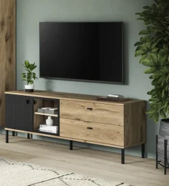 Lowboard Lou 154 x 41 x 57 cm Nox Oak Nachbildung Braun/Schwarz