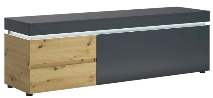 Lowboard LUCI 180,5 x 56,7 cm Eiche grau