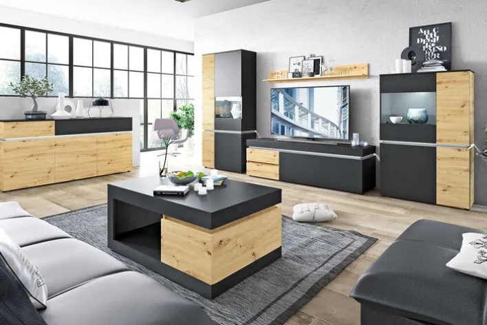 Lowboard LUCI 180,5 x 56,7 cm Eiche grau