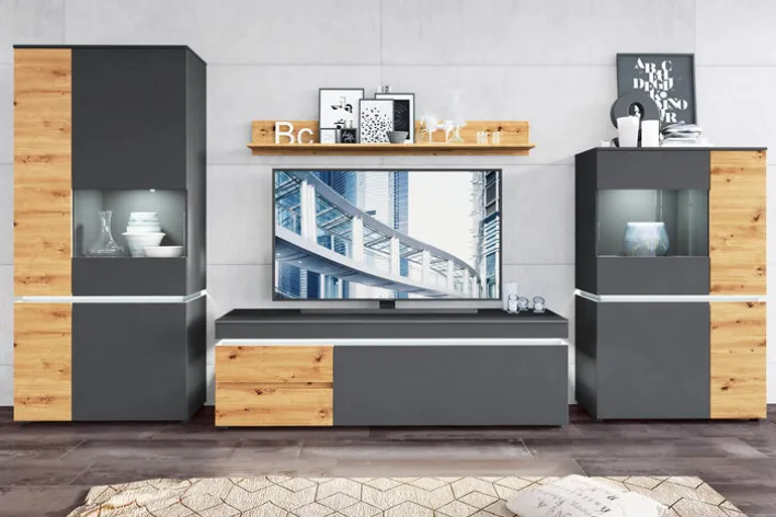 Lowboard LUCI 180,5 x 56,7 cm Eiche grau