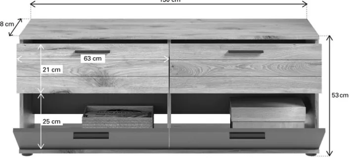 Lowboard MASON 130 x 53 cm braun/ grau